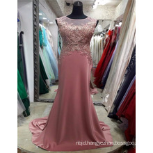 2017 Back See Through Beautiful Embroidery Satin Made In China Pink Appliqued Evening Prom Dress